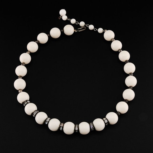 Lucite Necklace w/Rhinestones, Vintage Choker Necklaces - Picture 4 of 7